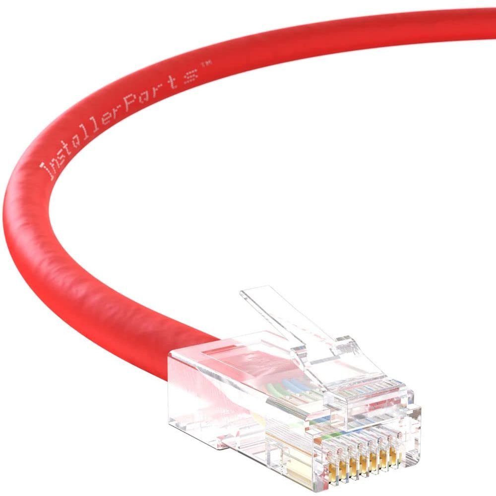 InstallerParts Ethernet Cable CAT5E Cable UTP Non-Booted 2 FT - Red