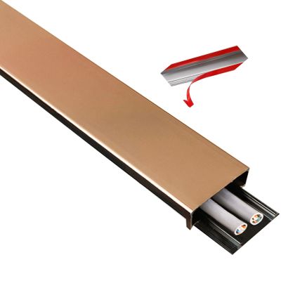 1.5m Aluminum Alloy Cable Floor Strip Cord Protector, Indoor Outdoor Self-Adhesive Cable Management Raceway/ Cable Raceway Hider Trunking for Classrooms Bedroom ( Color : Gold-2 , Size : 150x2x0.7cm )