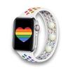 Motion Sickness Watch Band for Nausea Acupressure Strap for Balance, Stress, and Focus Compatible with Apple Watch White Rainbow Waterproof Silicone Solo Loop (L 38/41) view 1