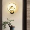 SteFik Wall Light Indoor Brushed Brass Circular Wall Sconce Modern Marble LED Wall Lamps Living Room Study Wall Lighting Bedroom Hallway Wall Lights 4000K H12.21in Bedside Decor Lamp,Pendant view 3