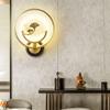 SteFik Wall Light Indoor Brushed Brass Circular Wall Sconce Modern Marble LED Wall Lamps Living Room Study Wall Lighting Bedroom Hallway Wall Lights 4000K H12.21in Bedside Decor Lamp,Pendant view 4