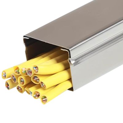 Stainless Steel Cable Raceway Cord Cover, Metal Cord Cover Channels/Heavy Duty Floor Cable Protector, Prevent Trip Hazard for Home Office Or Outdoor Settings (Color : S201, Size : 100x50mm (3.94x1.