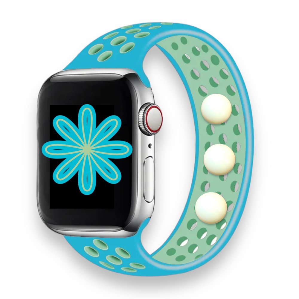 Sleep and Stress Relief Watch Band  Aqua Silicone Acupressure Wristband for Focus, Relaxation, and Mood Support  Compatible Replacement for Apple Watch (Small 42/49)