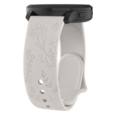 Meliya for Garmin Forerunner 245/55/165 20mm Floral Engraved Replacement Band for Forerunner 245/55/165, 645 Music, Venu Sq, Vivoactive 3/5 Band
