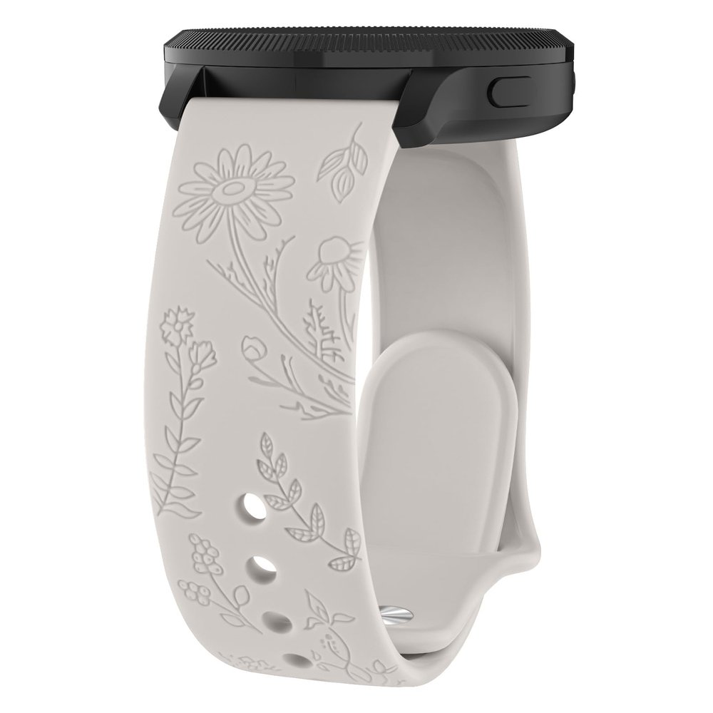 Meliya for Garmin Forerunner 245/55/165 20mm Floral Engraved Replacement Band for Forerunner 245/55/165, 645 Music, Venu Sq, Vivoactive 3/5 Band