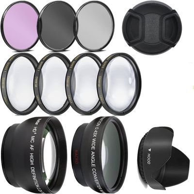 58MM Wide Angle,2X Telephoto Lens,Lens Hood, Lens Cap for Canon EF-S 55-250mm f/4-5.6 is STM