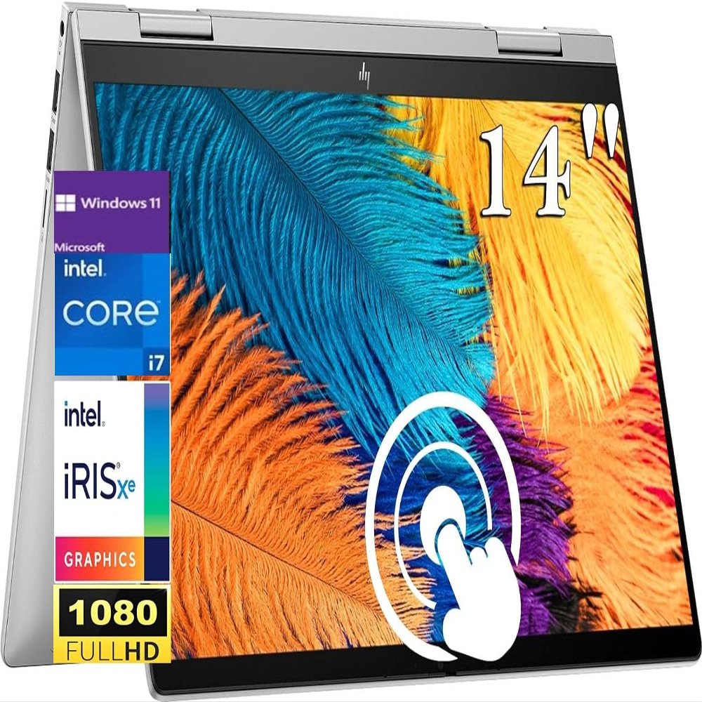 HP Envy x360 2-in-1 14" FHD Touchscreen Laptop, Intel Core i7-1335U Processor, 16GB RAM 1TB SSD, Wi-Fi 6E, Bluetooth 5, Backlit Keyboard, Fingerprint reader, Micro SD Reader, Windows 11 Home, Silver