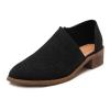 HINDOLA Women Ankle Boots Casual Cut Out Slip On Low Heel Chunky Stacked Heel Perforated Side V Cut Western Booties Cutout Dress Short Boots view 1