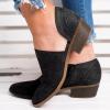HINDOLA Women Ankle Boots Casual Cut Out Slip On Low Heel Chunky Stacked Heel Perforated Side V Cut Western Booties Cutout Dress Short Boots view 2