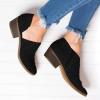 HINDOLA Women Ankle Boots Casual Cut Out Slip On Low Heel Chunky Stacked Heel Perforated Side V Cut Western Booties Cutout Dress Short Boots view 3