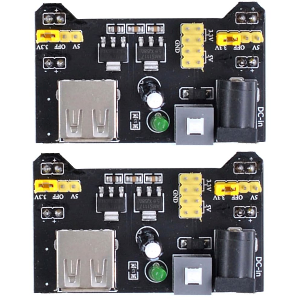 Ganasome 2pcs Breadboard Power Supply Module - 3.3V/5V for Arduino Solderless Breadboard