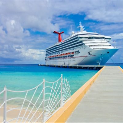 Loccor 9x6ft Fabric Cruise Ship Backdrop Caribbean Sea Port Blue Ocean Sea View Background Tropical Island Summer Beach Backdrop for Cruise Ship Party Holiday Travel Photo Booth Studio Props