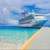Loccor 9x6ft Fabric Cruise Ship Backdrop Caribbean Sea Port Blue Ocean Sea View Background Tropical Island Summer Beach Backdrop for Cruise Ship Party Holiday Travel Photo Booth Studio Props view 1