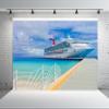 Loccor 9x6ft Fabric Cruise Ship Backdrop Caribbean Sea Port Blue Ocean Sea View Background Tropical Island Summer Beach Backdrop for Cruise Ship Party Holiday Travel Photo Booth Studio Props view 3