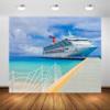 Loccor 9x6ft Fabric Cruise Ship Backdrop Caribbean Sea Port Blue Ocean Sea View Background Tropical Island Summer Beach Backdrop for Cruise Ship Party Holiday Travel Photo Booth Studio Props view 4