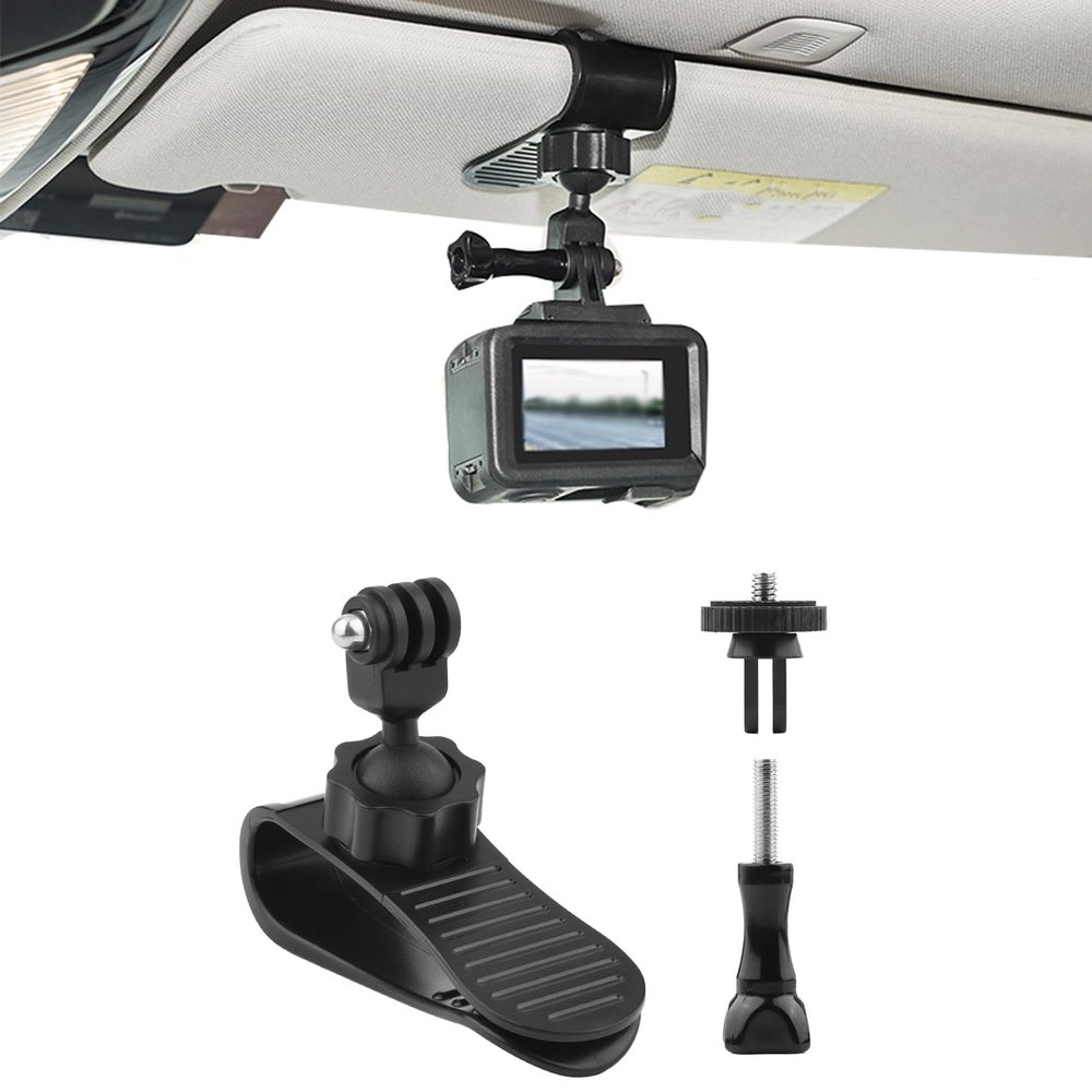 Action Camera Car Sun Visor Mount Adjustable Quick Clip Universal Car Sun Visor Clip Mount Cell Phone Holder Compatible with DJI Osmo Pocket 3/Action 4,Compatible with Insta360 X3/GO 3