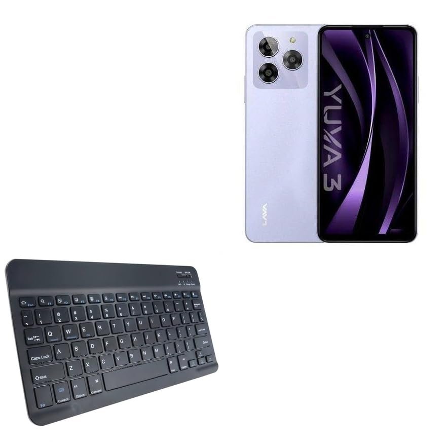 BoxWave Keyboard Compatible with Lava Yuva 3 - SlimKeys Bluetooth Keyboard, Portable Thin with Chiclet-Style Keys - Jet Black