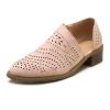 HINDOLA Women Ankle Boots Casual Cut Out Slip On Low Heel Chunky Stacked Heel Perforated Side V Cut Western Booties Cutout Dress Short Boots view 1