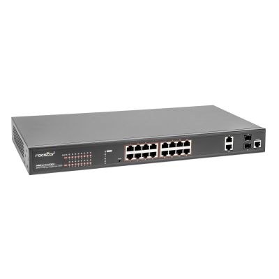 Rocstor SolidConnect SCM20 16-Port PoE+ Gigabit L2 Managed Ethernet Switch  16-Port PoE+, 2-Port RJ45 & 2-Port SFP - Y10S010-B1