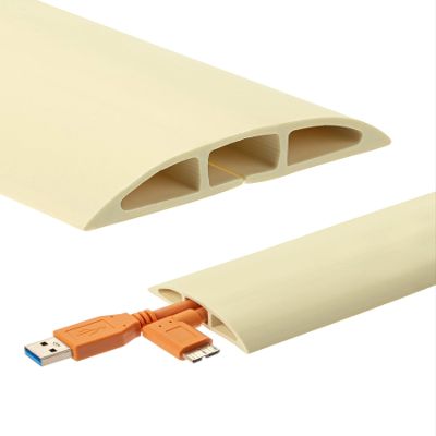 Bates 10ft Floor Cord Cover - Cable Protector and Hider in Cream - Extension Cord Concealer for Floors