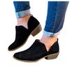 HINDOLA Women Chunky Heel Ankle Boots Casual Cut Out Slip On Low Heel Short Chunky Stacked Heel Perforated Side V Cut Western Booties Cutout Shoes view 2