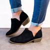 HINDOLA Women Chunky Heel Ankle Boots Casual Cut Out Slip On Low Heel Short Chunky Stacked Heel Perforated Side V Cut Western Booties Cutout Shoes view 4