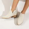 HINDOLA Women Chunky Heel Ankle Boots Casual Cut Out Slip On Low Heel Short Chunky Stacked Heel Perforated Side V Cut Western Booties Cutout Shoes view 2