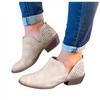 HINDOLA Women Chunky Heel Ankle Boots Casual Cut Out Slip On Low Heel Short Chunky Stacked Heel Perforated Side V Cut Western Booties Cutout Shoes view 4