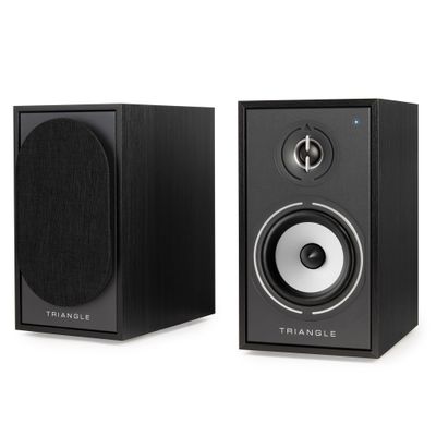 triangle - BOREA BR02 Connect Active Speakers - Bluetooth Bookshelf Speakers with 2X 50W Amplifier - HD Audio - Phono/Turntable TV & USB inputs - 176 x 310 x 274 mm - Black (Pair)