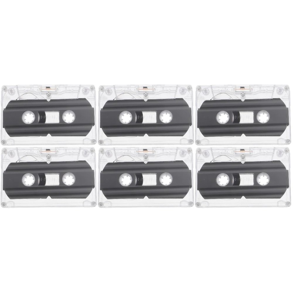 HOMSFOU 6 Pcs Blank Audio Cassette Tapes - 30 Min Recording Time Tapes, Standard Size, Low Noise Tapes for Mixtape, Blank Cassette Tapes for Cassette Recorders
