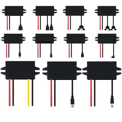12V24V to 5V 3A Buck DC DC Step Down Converter Power Supply Module for USB Adapter Mini USB Micro USB Car Male Female (Color : Wire, Size : 12V24V_5V3A)