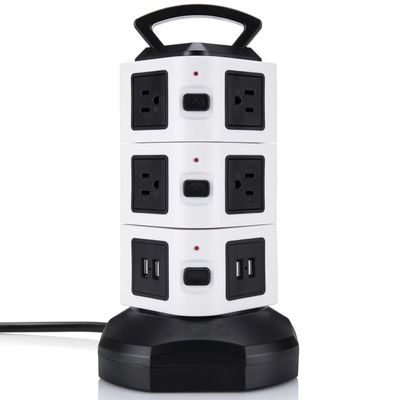 Power Strip Vertical Surge Protector 6/10/14 Way US Power Outlet Plug Socket with 4 USB Charging Ports 6.5 ft Extension Cord Suitable for PC, Laptop and Mobile Devices (Color : 3 Layer, Size : US PL