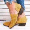 HINDOLA Women Ankle Boots Casual Cut Out Slip On Low Heel Chunky Stacked Heel Perforated Side V Cut Western Booties Cutout Dress Short Boots view 3