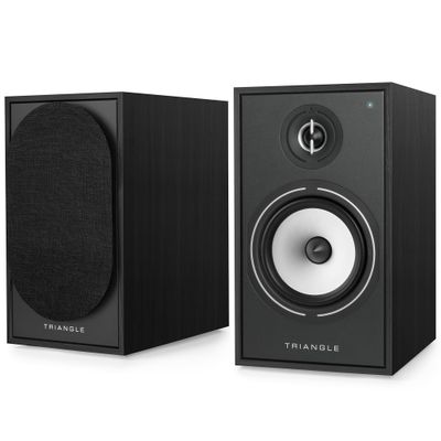 triangle - BOREA BR03 Connect Active Speakers - Bluetooth Bookshelf Speakers with 2X 60W Amplifier - HD Audio - Phono/Turntable TV Arc & USB Inputs - 206 x 360 x 314 mm - Black (Pair)