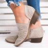 HINDOLA Women Ankle Boots Casual Cut Out Slip On Low Heel Chunky Stacked Heel Perforated Side V Cut Western Booties Cutout Dress Short Boots view 2