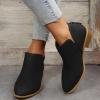 HINDOLA Ankle Boots for Women Casual Slip On Low Heel Chunky Stacked Heel Side V Cut Western Booties Dress Short Boots Shoes view 2