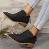 HINDOLA Ankle Boots for Women Casual Slip On Low Heel Chunky Stacked Heel Side V Cut Western Booties Dress Short Boots Shoes view 3