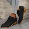 HINDOLA Ankle Boots for Women Casual Slip On Low Heel Chunky Stacked Heel Side V Cut Western Booties Dress Short Boots Shoes view 4