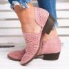 HINDOLA Women Ankle Boots Casual Cut Out Slip On Low Heel Chunky Stacked Heel Perforated Side V Cut Western Booties Cutout Dress Short Boots view 2