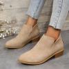 HINDOLA Ankle Boots for Women Casual Slip On Low Heel Chunky Stacked Heel Side V Cut Western Booties Dress Short Boots Shoes view 2