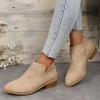 HINDOLA Ankle Boots for Women Casual Slip On Low Heel Chunky Stacked Heel Side V Cut Western Booties Dress Short Boots Shoes view 4