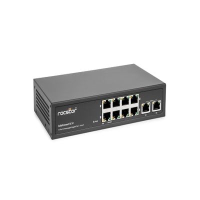 Rocstor SolidConnect SC10 10-Port Gigabit Unmanaged Ethernet Switch  8 Port PoE+ & 2 Port Ethernet Uplink - Y10S006-B1