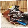 Ipetboom Genuine Leather Scissor Pouch for Hairdressers Durable Tool Organizer Waist Bag Brown for Salon Professionals to Carry Shears Combs and Clips view 4