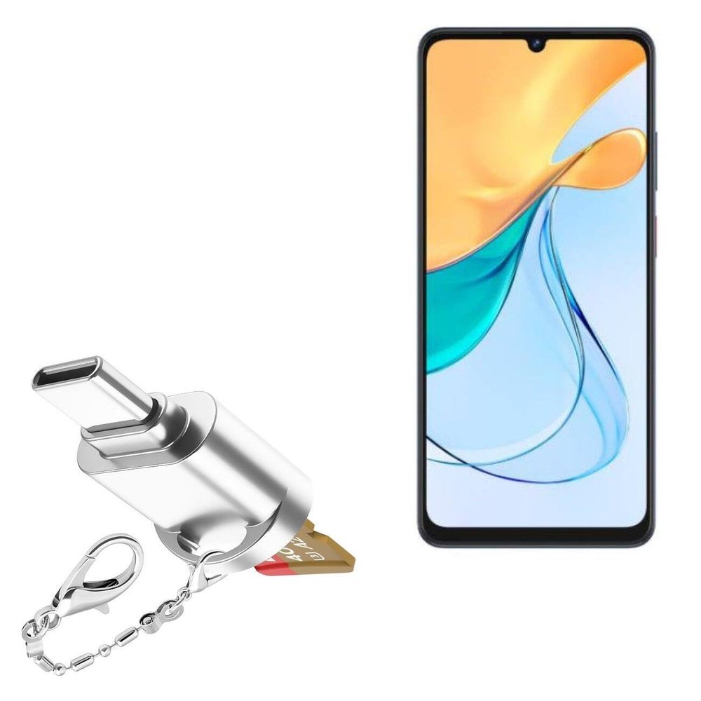 BoxWave Adapter Compatible with ZTE Blade V50 Vita - Micro SD Card miniReader, USB Type-C OTG Reader USB3.0 Adapter Keychain - Metallic Silver