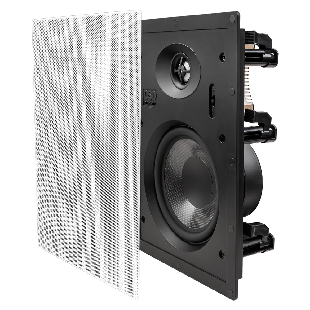 OSD Black 6.5" in-Wall Speakers, 1" Aluminium Dome Tweeter, Contour Switch, Pair, BK-T63