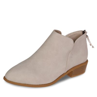 HINDOLA Ankle Boots for Women Casual Slip On Low Heel Chunky Stacked Heel Side V Cut Western Booties Dress Short Boots Shoes