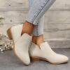 HINDOLA Ankle Boots for Women Casual Slip On Low Heel Chunky Stacked Heel Side V Cut Western Booties Dress Short Boots Shoes view 2
