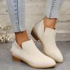 HINDOLA Ankle Boots for Women Casual Slip On Low Heel Chunky Stacked Heel Side V Cut Western Booties Dress Short Boots Shoes view 3
