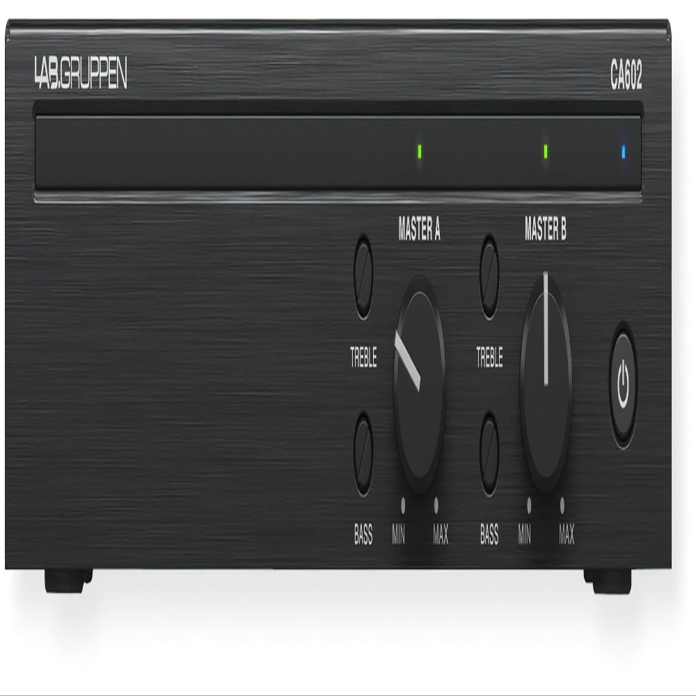 Lab Gruppen CA602 Commercial Amplifier, 2 x 60W, for Commercial and Industrial Applications, Rack-mountable 1U, Euroblock-Type Amplifier Input and Output Connectors, Convection-Cooled