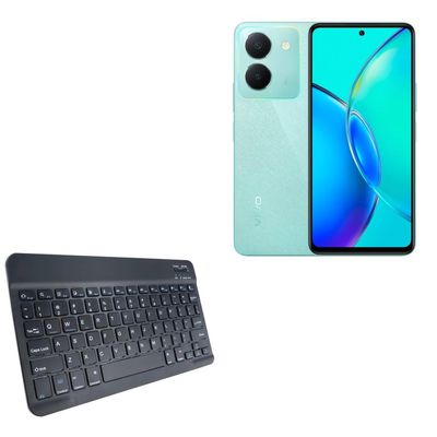 BoxWave Keyboard Compatible with vivo Y27s - SlimKeys Bluetooth Keyboard, Portable Thin with Chiclet-Style Keys - Jet Black